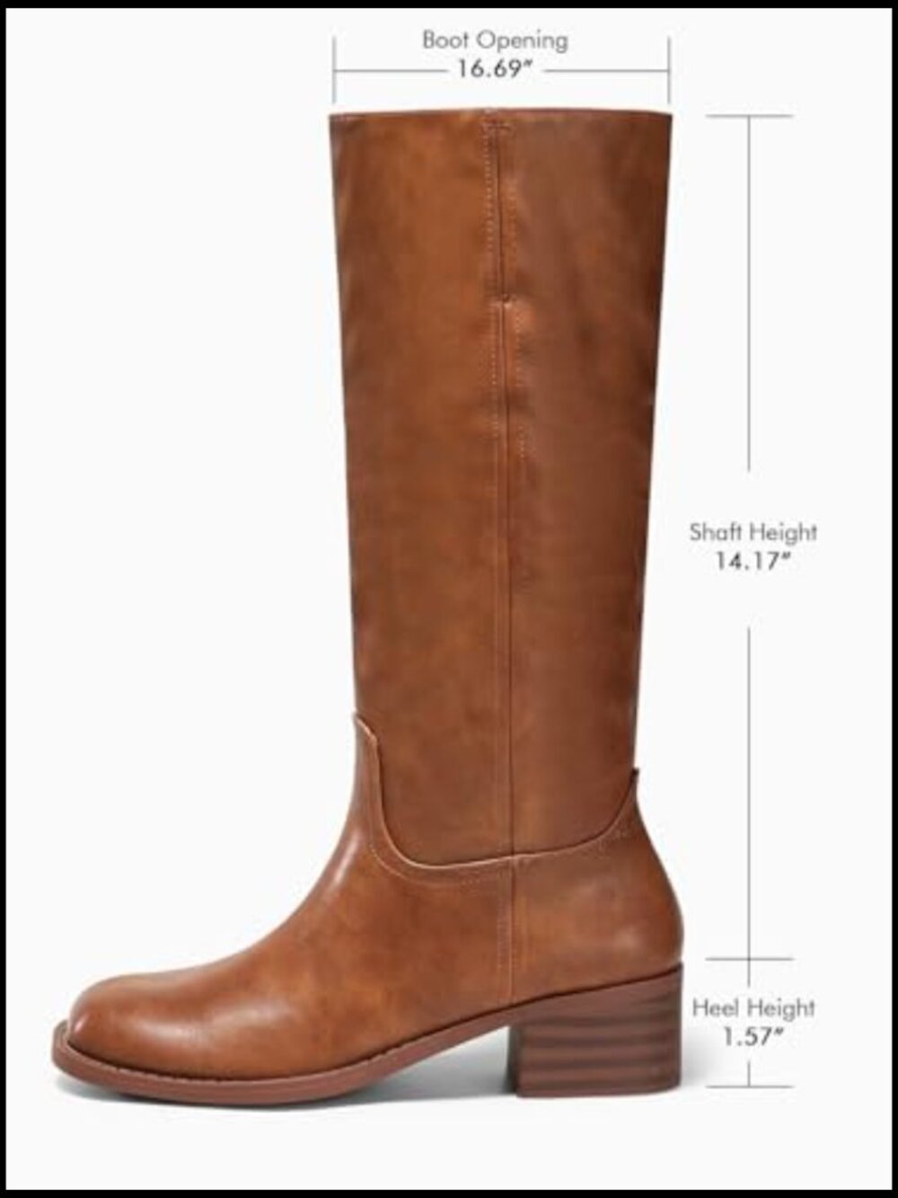 Knee High Boots Square Toe Chunky Block Heel Tall Boots Comfortable Low Heel - Picture 4 of 7